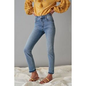 Pilcro Anthropologie High Rise Cigarette Jeans Medium Wash Raw Hem Size 30